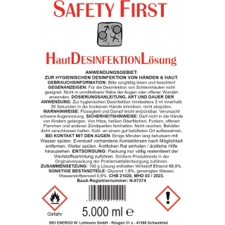 Safety First Haut Desinfektion Lsung 5000ml - antibakteriell Hygiene
